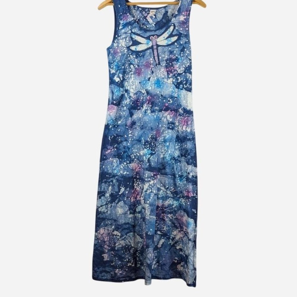 Vintage Dharma Trading Co Dragonfly Batik Mineral Wash Maxi Dress Small